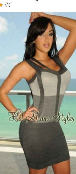 Hot Miami Styles Gray Ombre Double Straps Dress - Picture 1 of 8